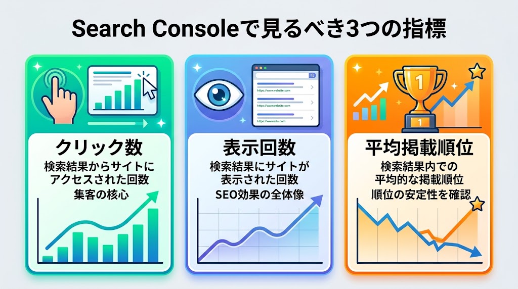 search consoleで見るべき3つの指標