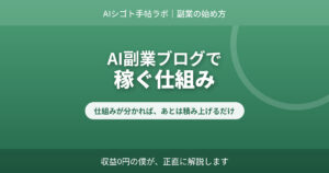 AIを使った副業ブログで稼ぐ仕組みを解説するアイキャッチ AIシゴト手帖ラボ