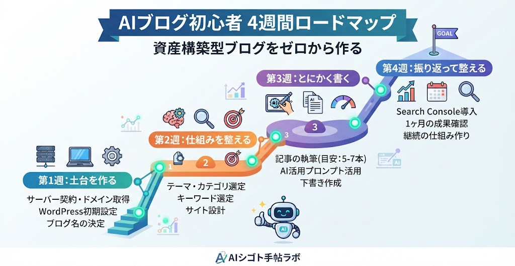 AIブログ初心者のための4週間ロードマップ